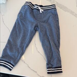 Janie and Jack Navy Blue Joggers with Striped Cuffs